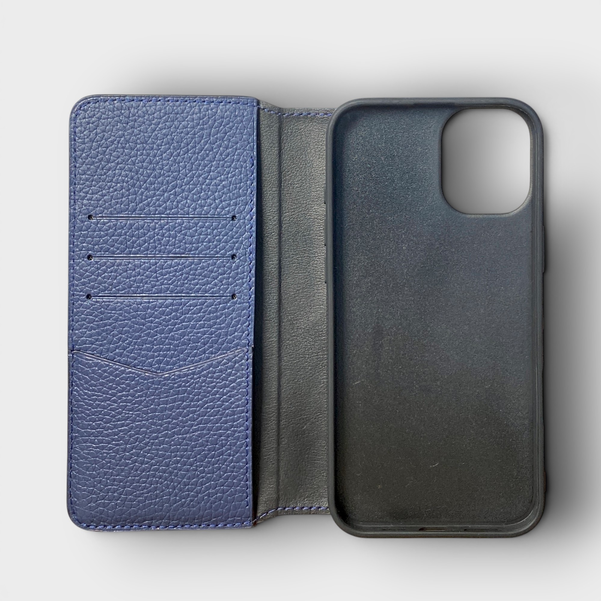 LS1497 - Bao da thủ công viền đen Flip - Togo - TG4 Xanh navy - 16 Plus