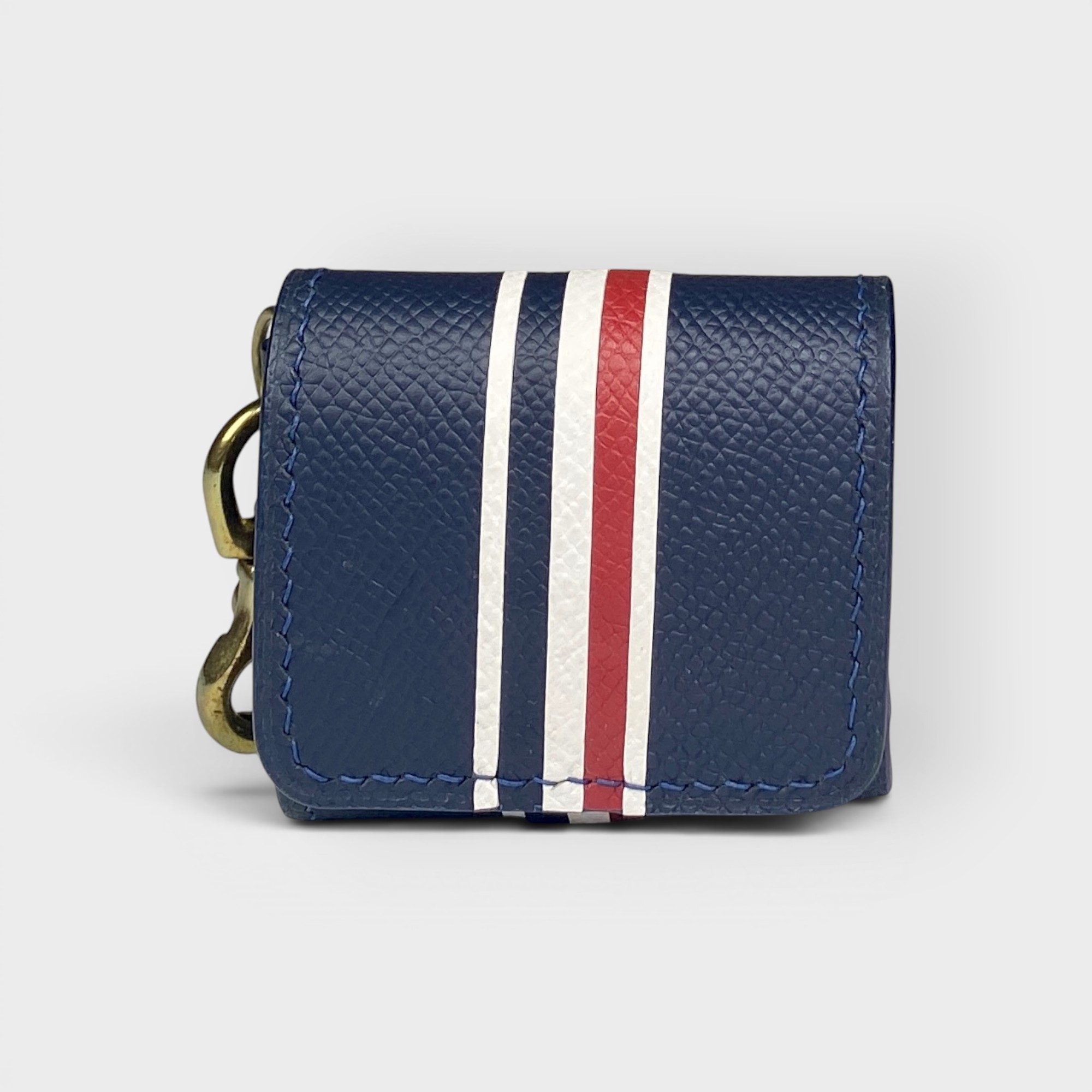 LS1513 - Vỏ airpods da thủ công Thom Browne khoá nam châm - Epsom - E3 Xanh navy - Airpod Pro