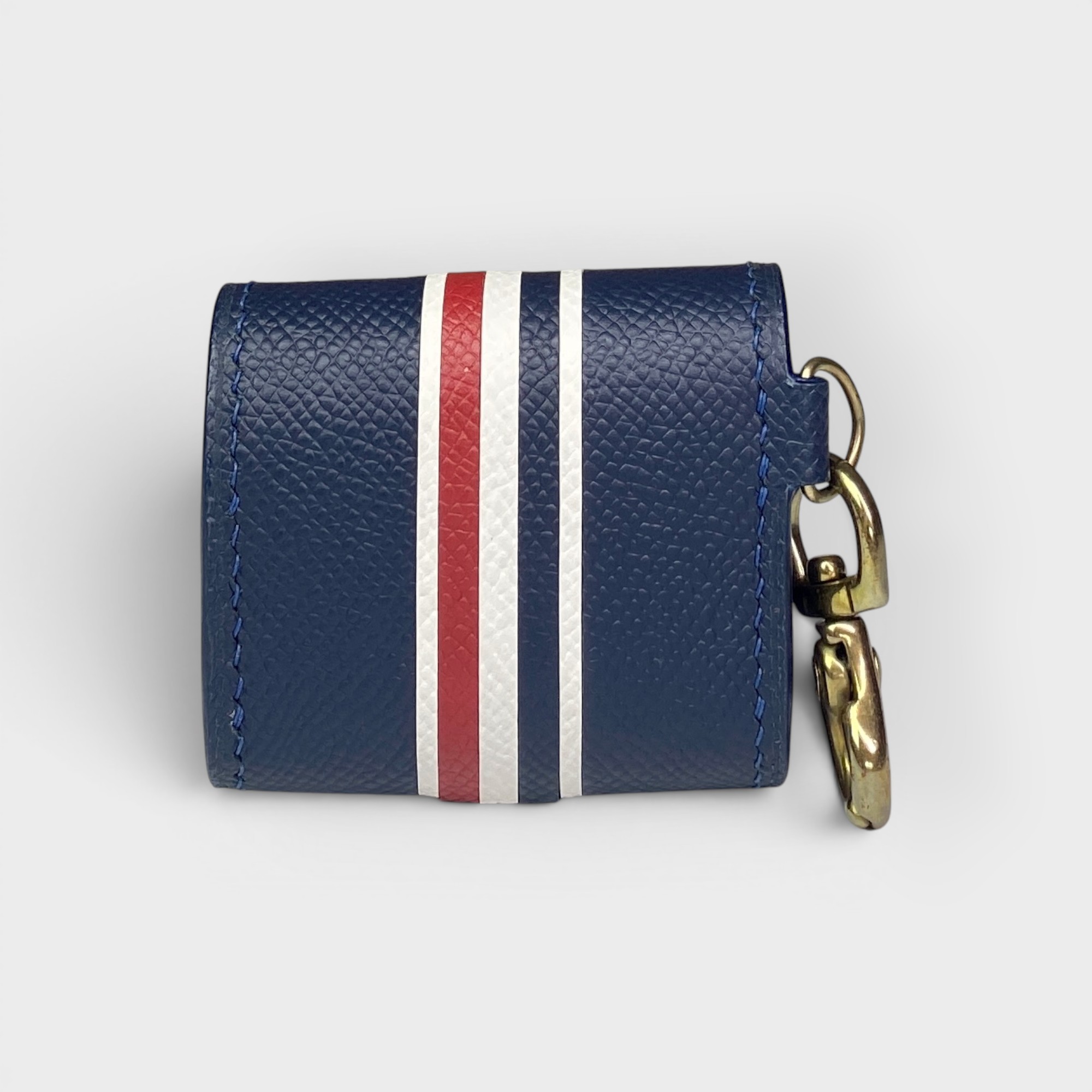 LS1513 - Vỏ airpods da thủ công Thom Browne khoá nam châm - Epsom - E3 Xanh navy - Airpod Pro