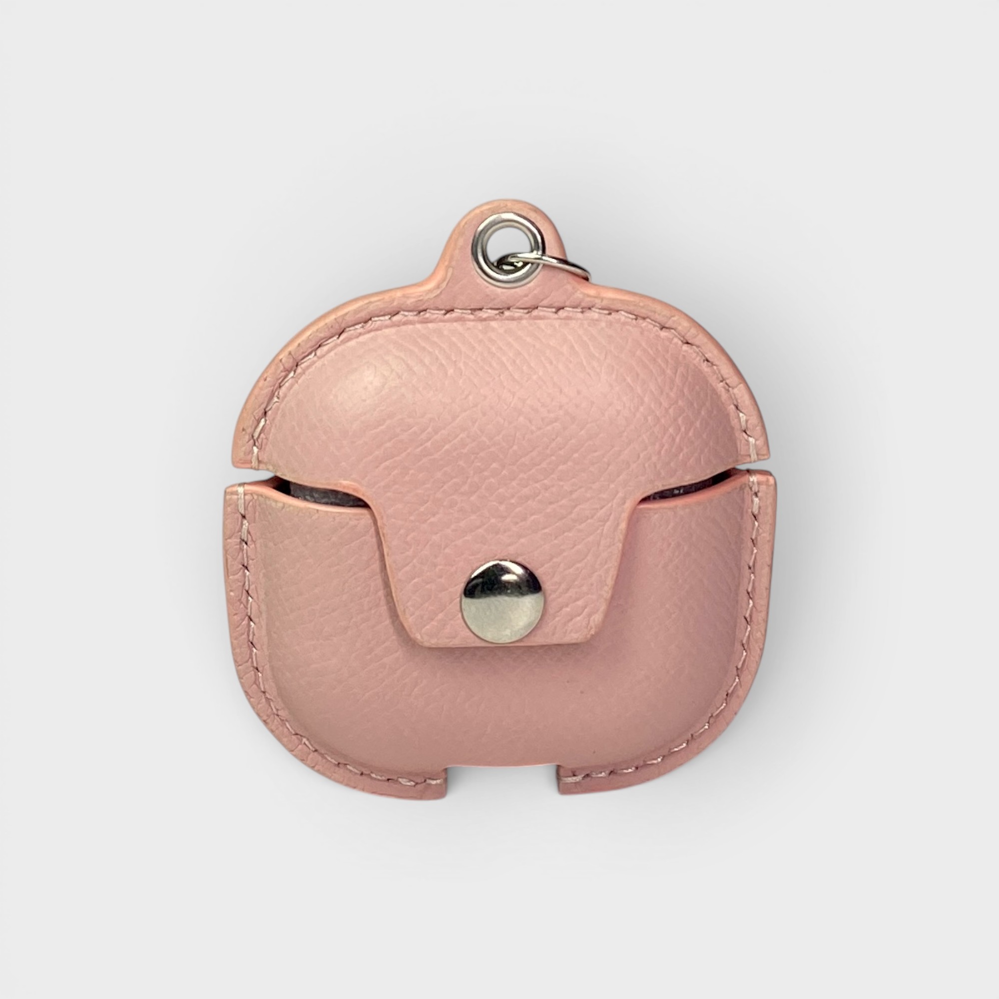 LS1515 - Vỏ airpods da thủ công cúc bấm - Epsom - E18 Hồng nhạt - Airpod 3