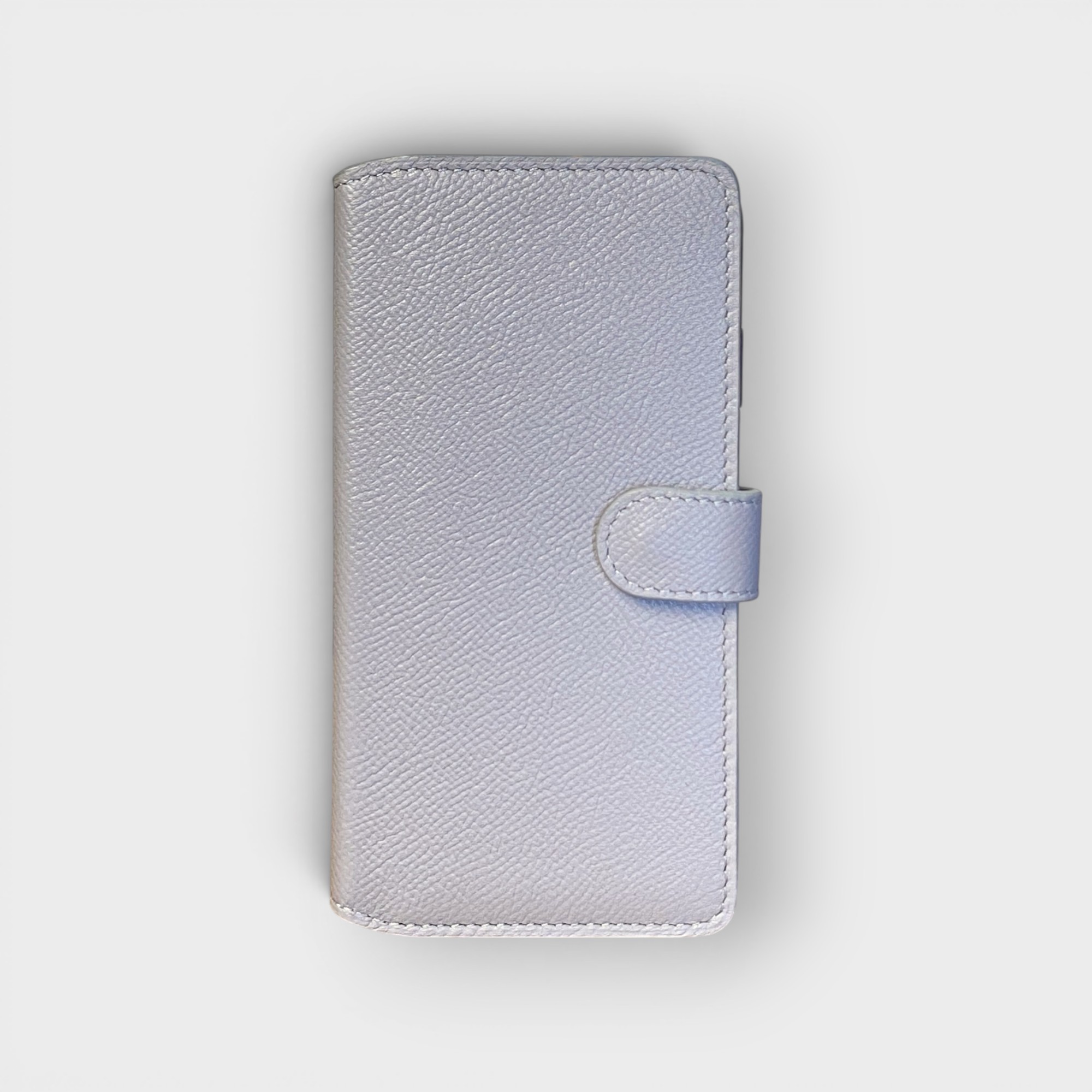 LS1541 - Bao da thủ công viền đen Flip - Epsom - E17 Xám - XS Max