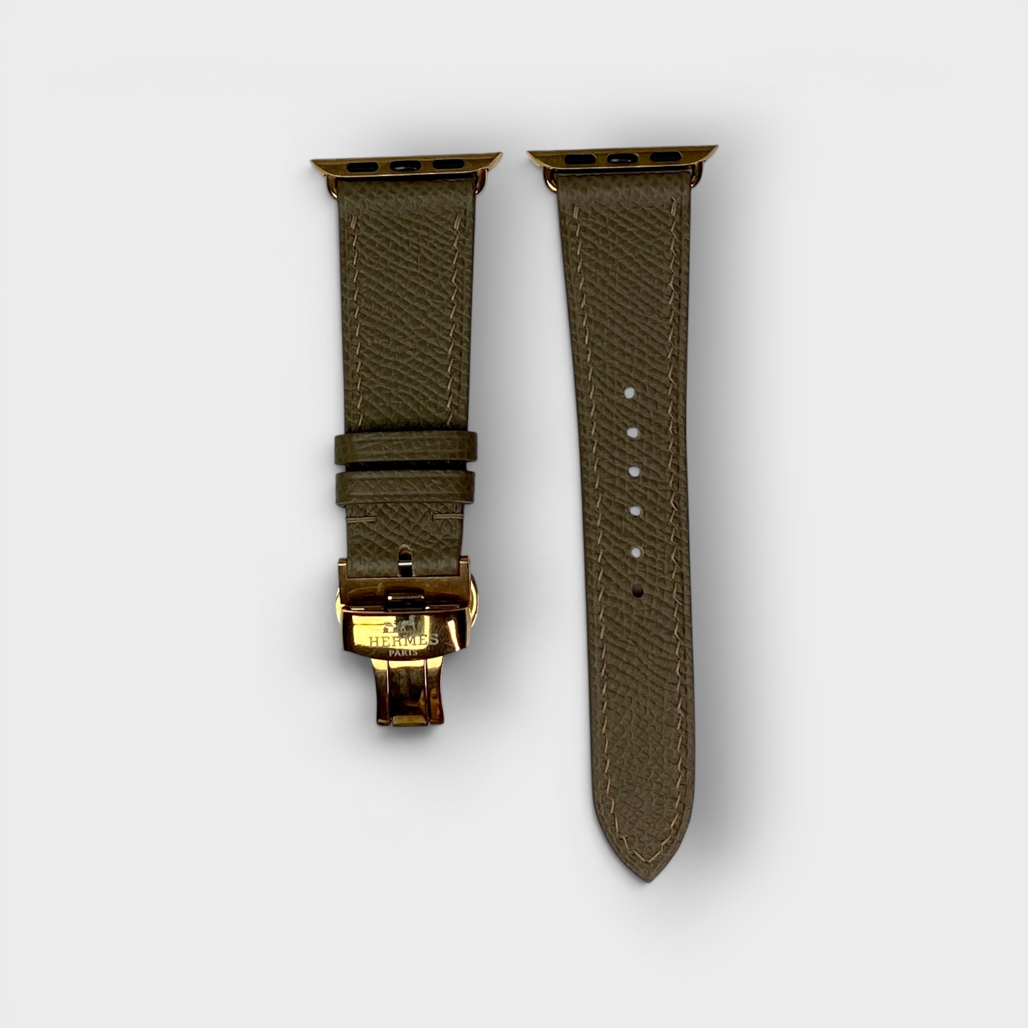 LS1596 - Dây da thủ công - Epsom - E15 Nâu tây - Khoá Bướm Vàng hồng - 38/40/41mm