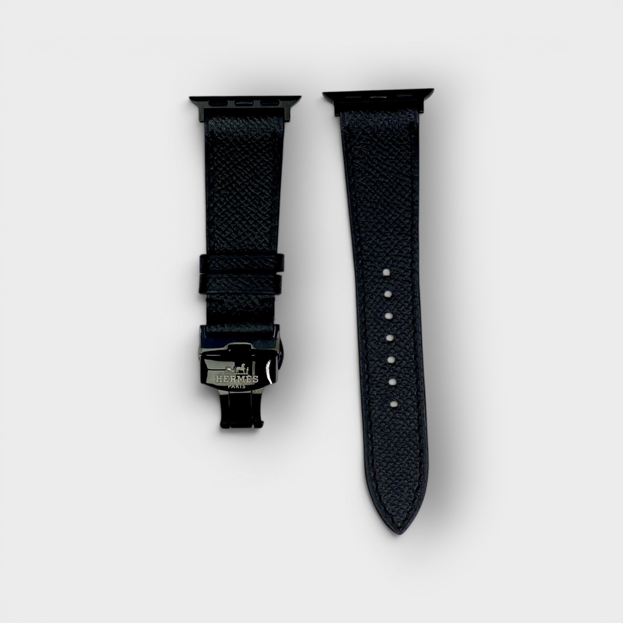 LS1599 - Dây da thủ công - Epsom - E1 Đen - Khoá Bướm Đen - 38/40/41mm
