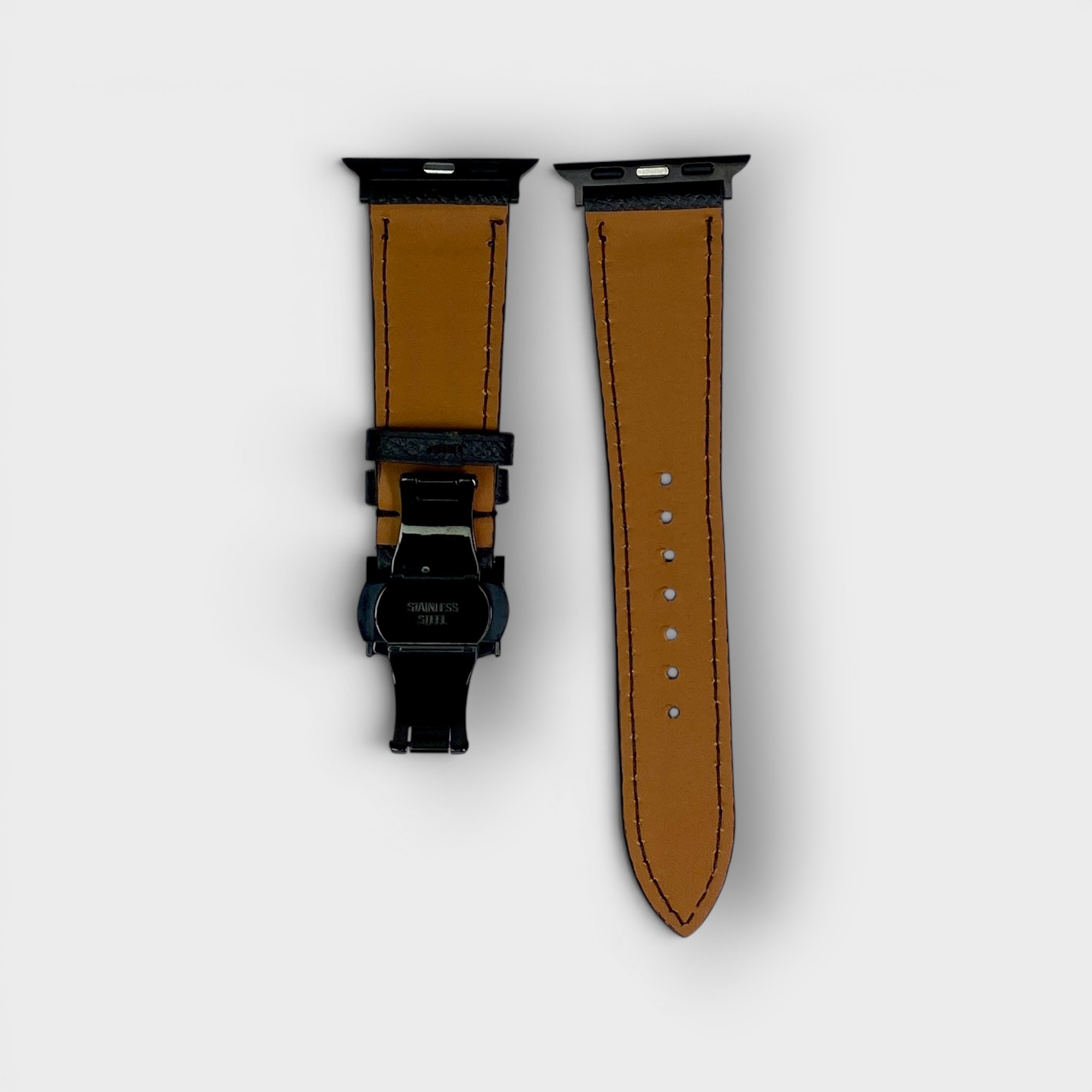 LS1599 - Dây da thủ công - Epsom - E1 Đen - Khoá Bướm Đen - 38/40/41mm