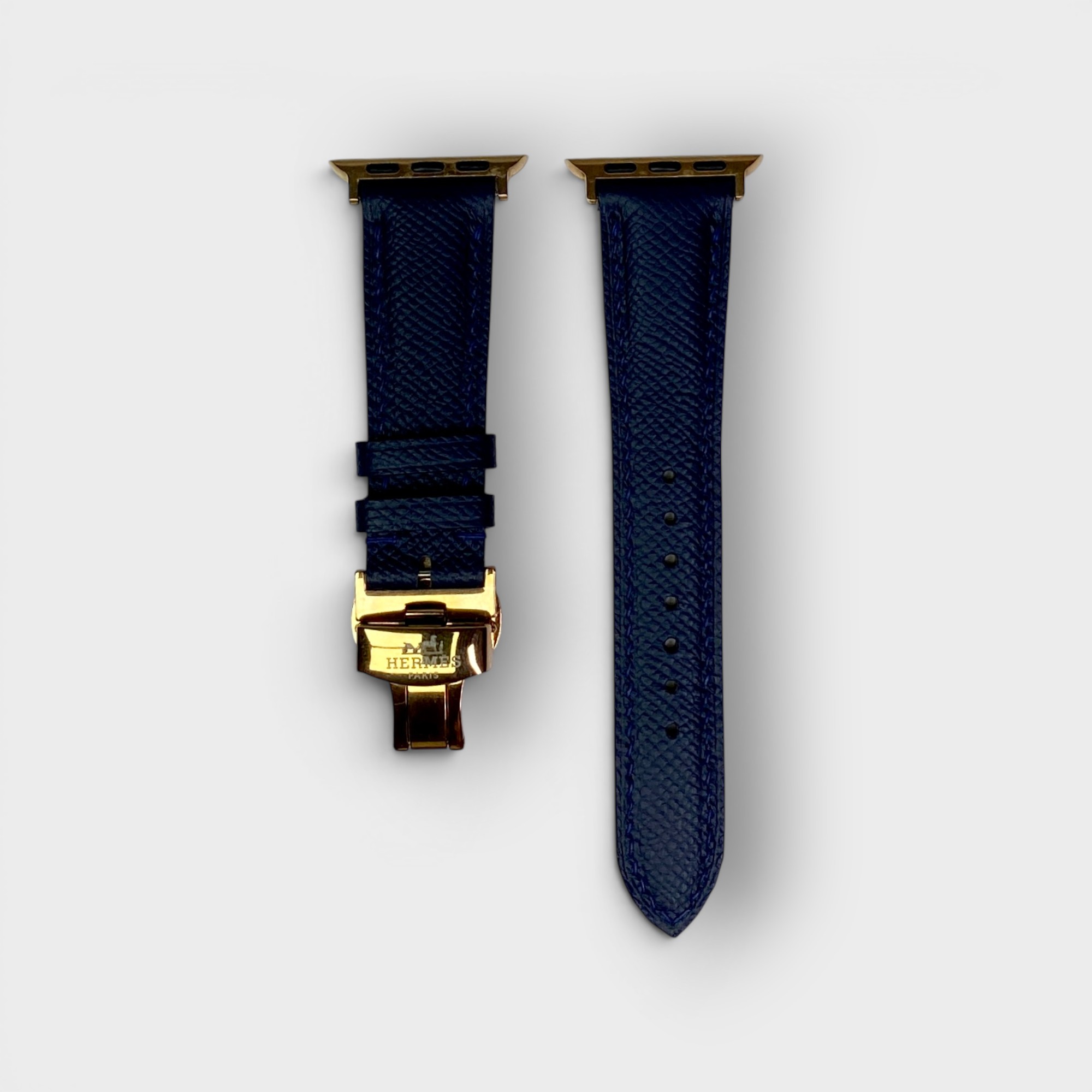 LS1601 - Dây da thủ công - Epsom - E3 Xanh navy - Khoá Bướm Vàng hồng - 38/40/41mm