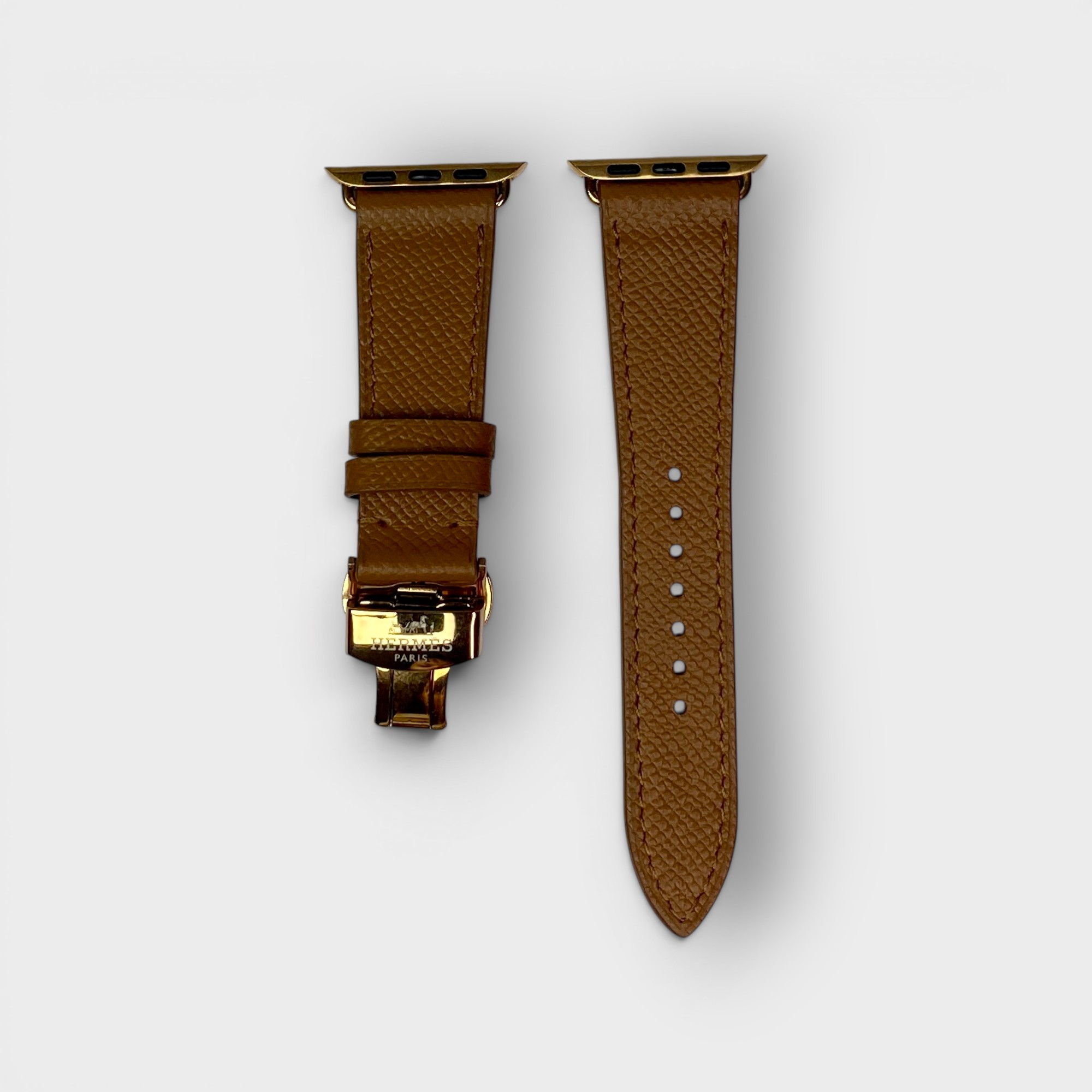 LS1605 - Dây da thủ công - Epsom - E16 Nâu bò - Khoá Bướm Vàng hồng - 38/40/41mm