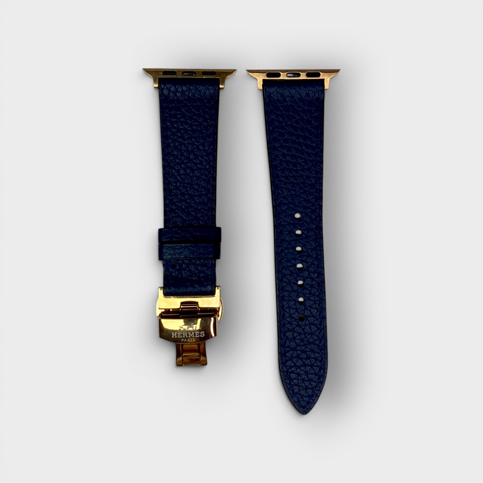 LS1611 - Dây da thủ công - Togo - TG4 Xanh navy - Khoá Bướm Vàng hồng - 42/44/45/46/49mm