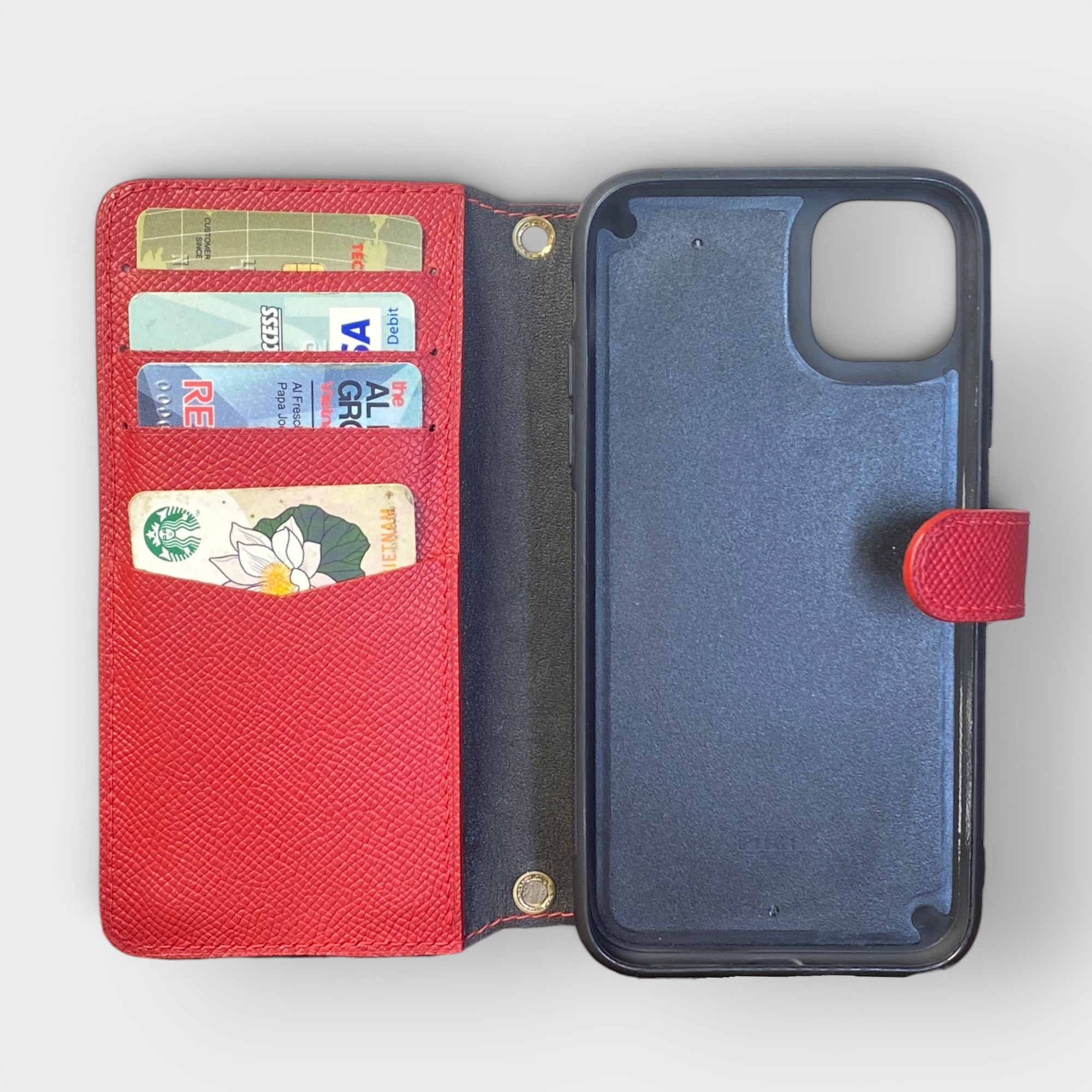LS1657 - Bao da thủ công viền đen Flip - Epsom - Mix màu da - 11