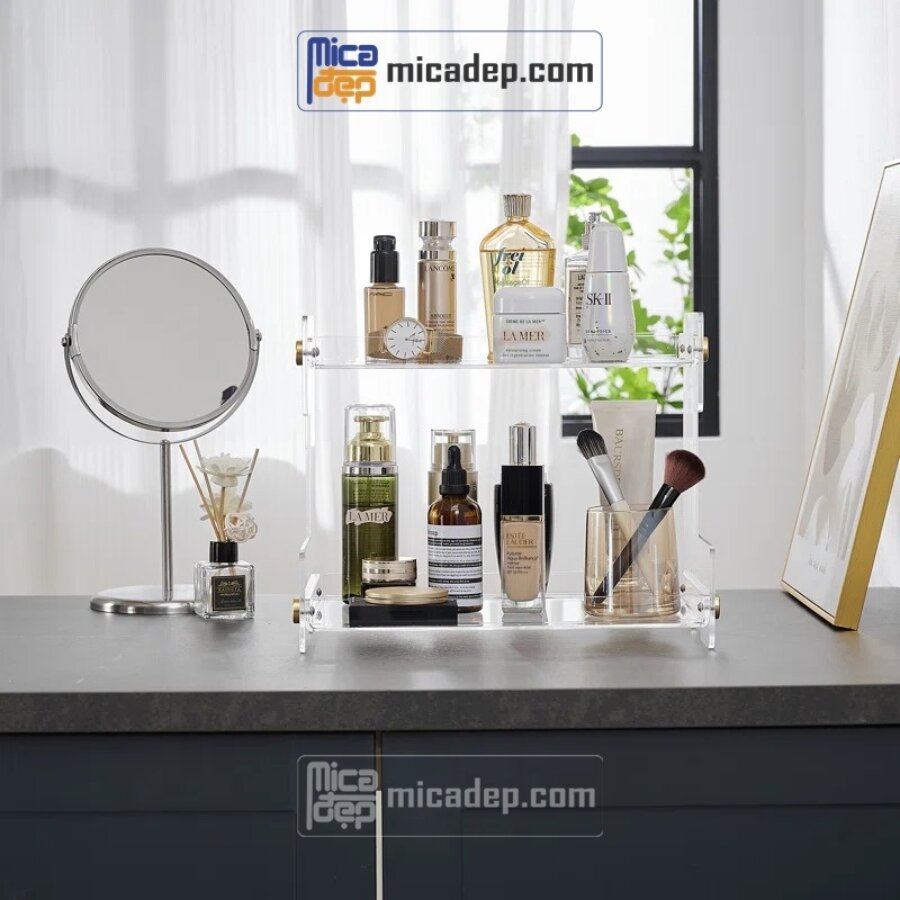 Chọn kệ mica đựng mỹ phẩm phù hợp