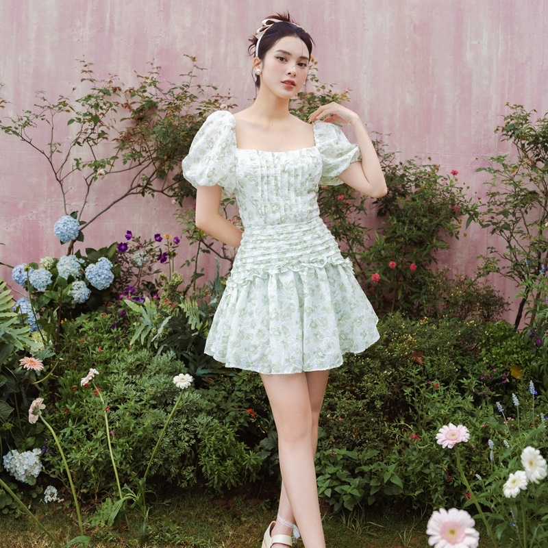 Đầm LASANRA Princess Flower Dress (Hoa xanh) Mã -008-B