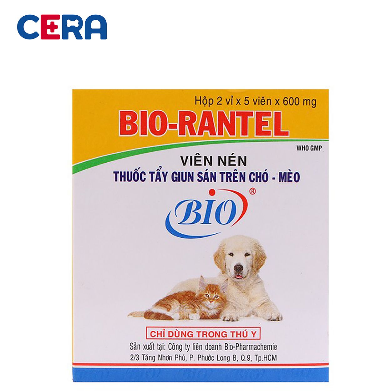 Thuốc Sổ Giun Chó Mèo - Bio Rantel Vàng Lẻ 1 Viên