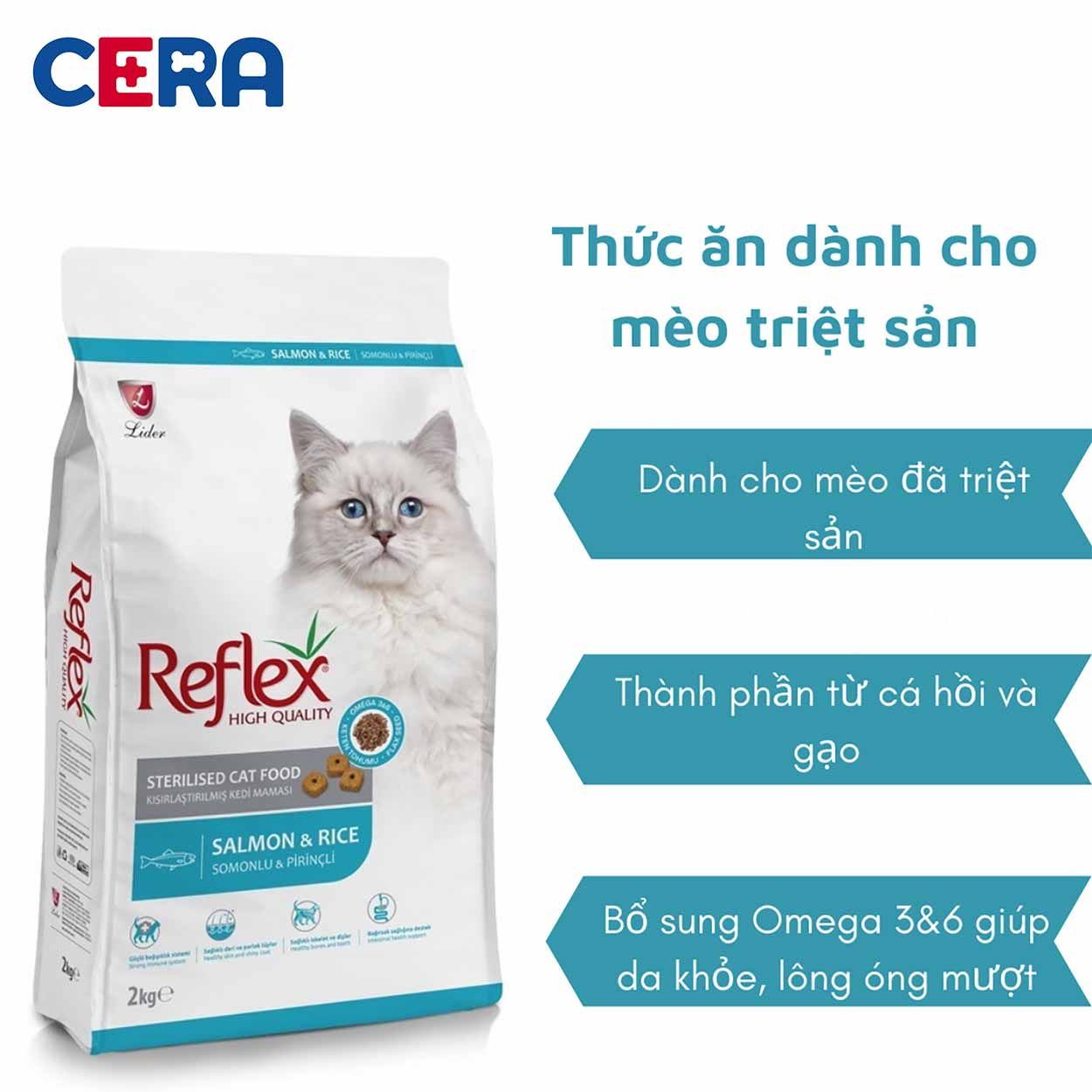 Thức Ăn Cho Mèo Triệt Sản Cá Hồi Và Gạo - Reflex Sterilised 2Kg