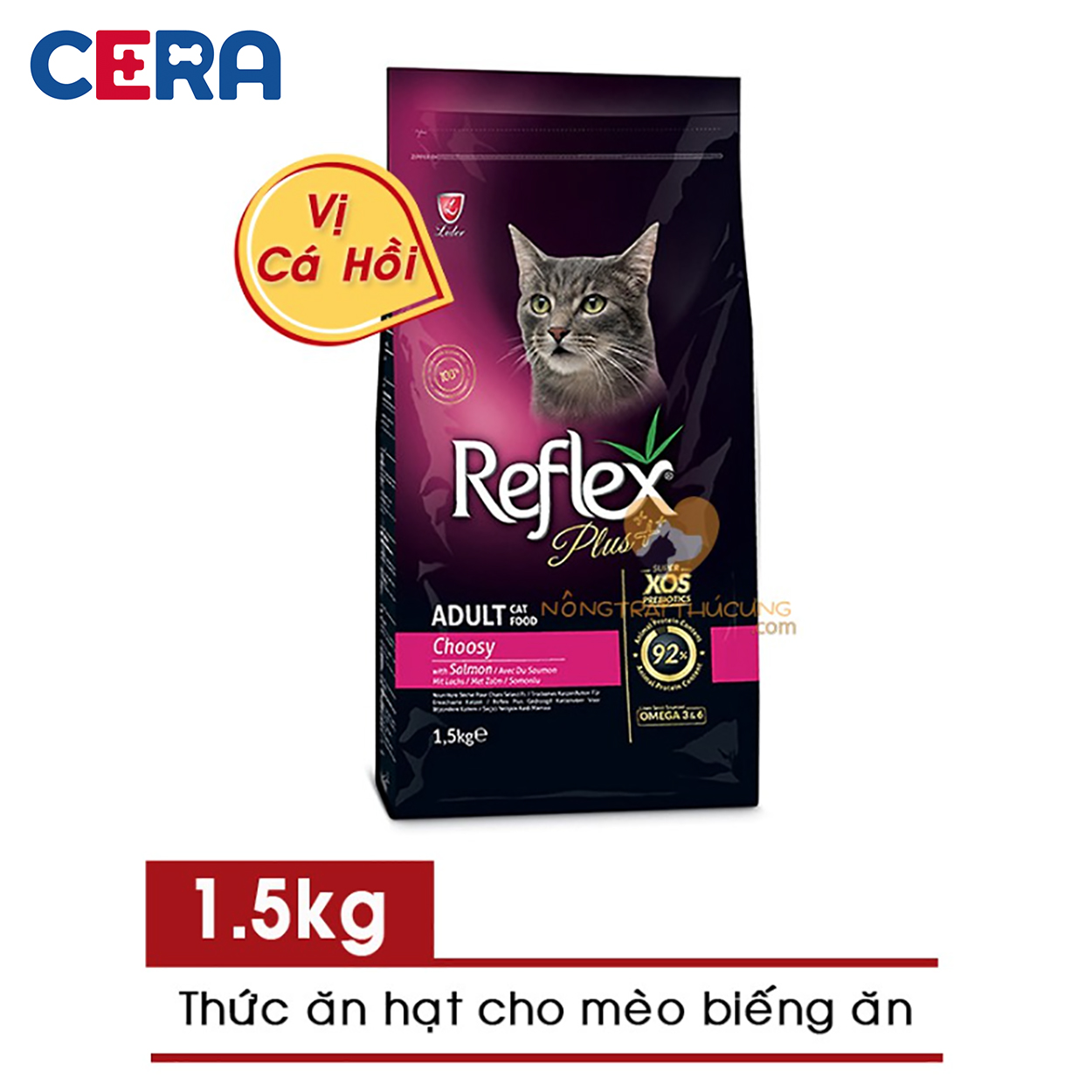 Thức Ăn Cho Mèo Biếng Ăn Reflex Plus Choosy Vị Cá Hồi Gói 1.5kg - Reflex Plus Adult Cat Food Choosy Salmon