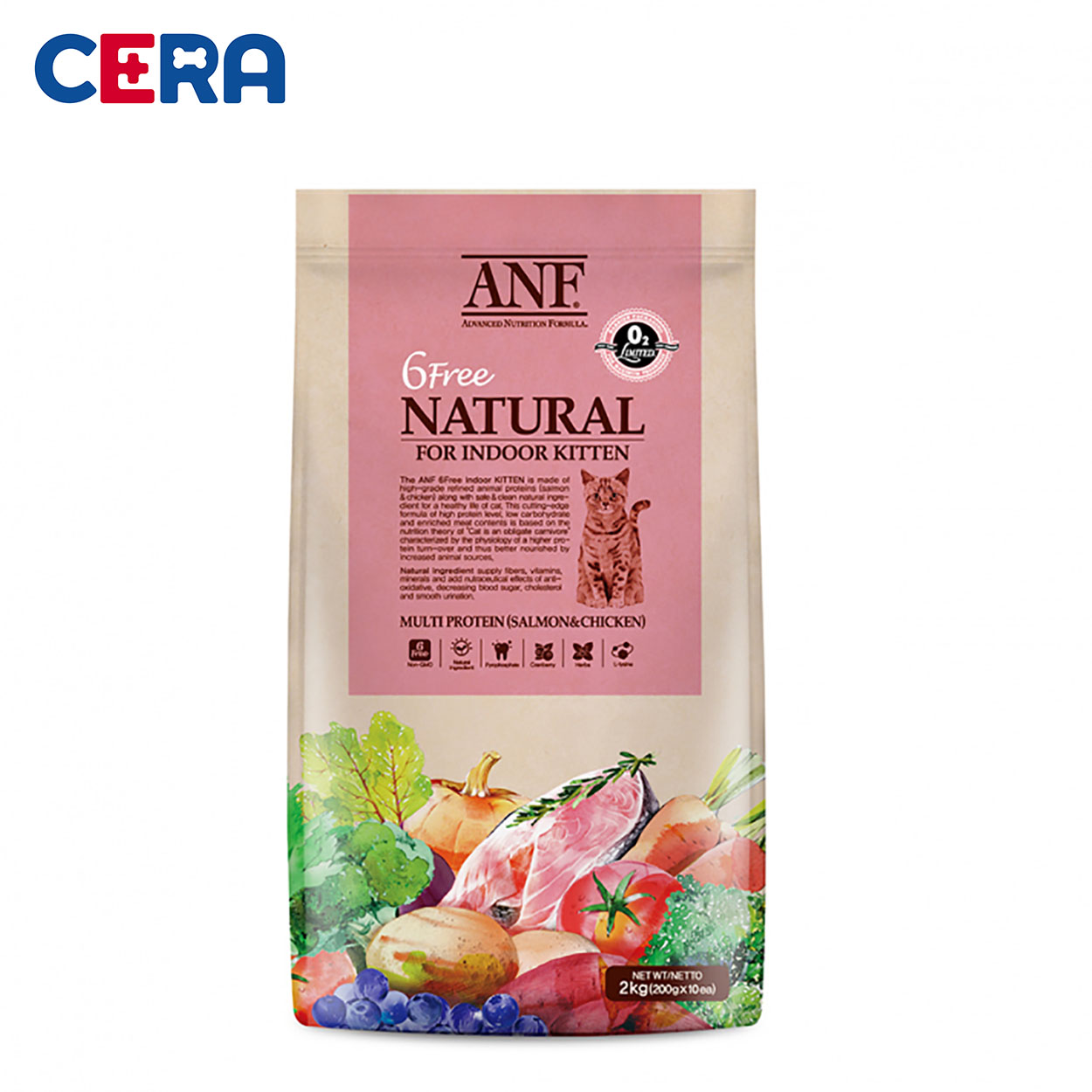 Thức Ăn Cho Mèo Con Đẹp Lông Da Vị Gà Cá - Hạt ANF Kitten 2Kg