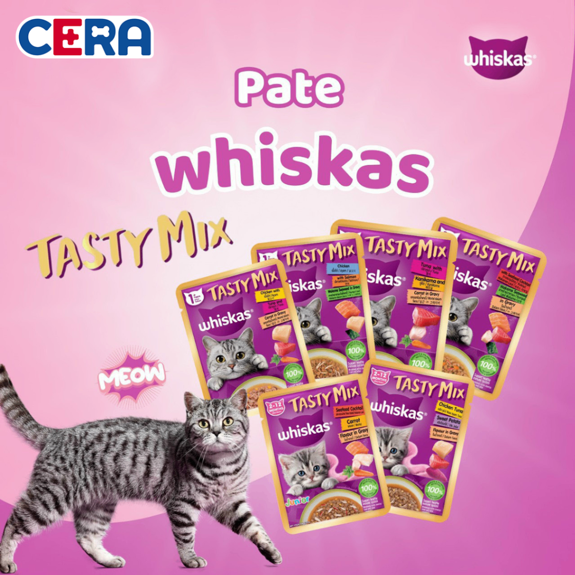 Pate Whiskas Tasty Mix Đặc Biệt Gói 70g Cho Mèo