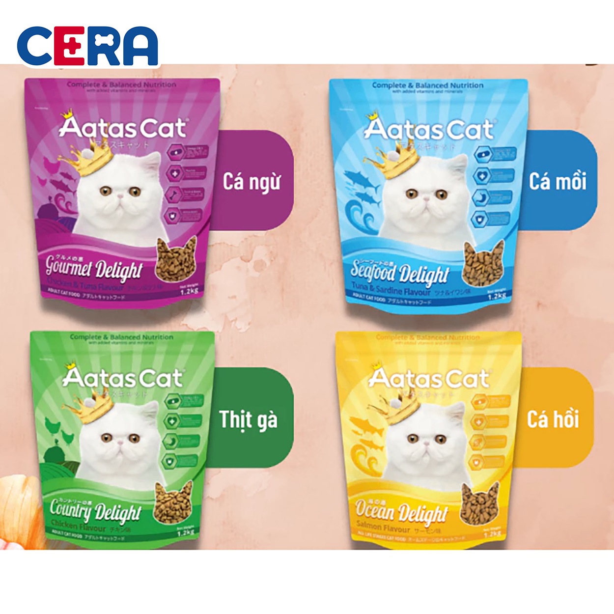 Thức Ăn Hạt Cho Mèo Aatas Cat Delight 1.2 Kg