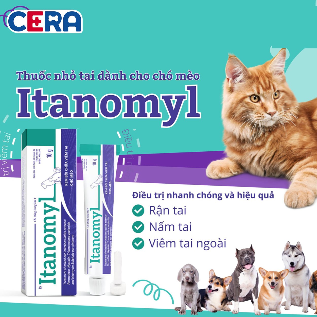 Thuốc Điều Trị Viêm Tai - Rận Tai Chó Mèo - Itanomyl 10g