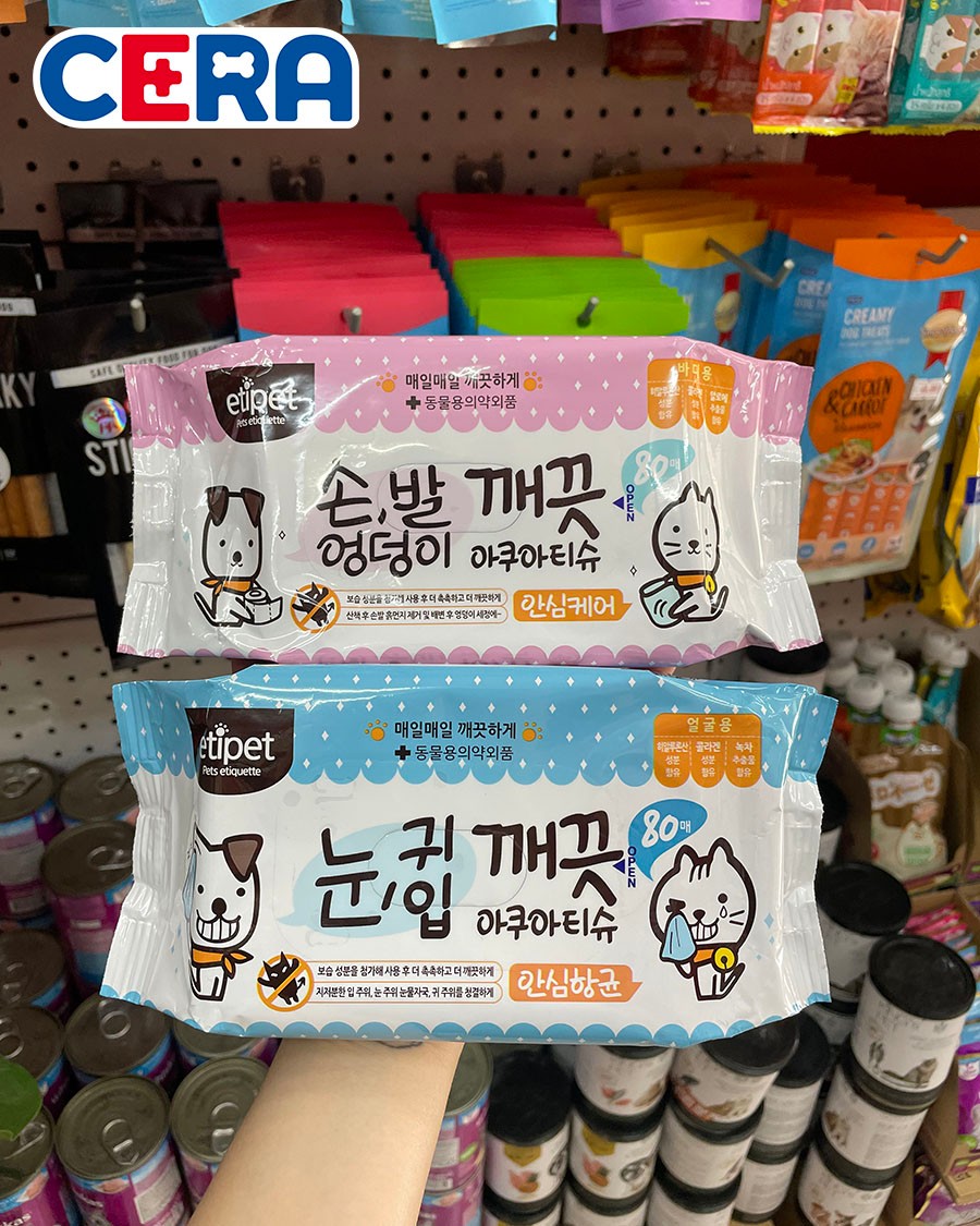 Khăn Ướt Vệ Sinh Cho Thú Cưng - Etipet Gói 80 Tờ