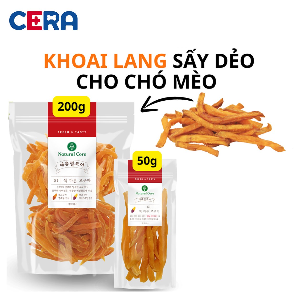 Bánh Thưởng Cho Chó Mèo - Khoai Lang Sấy Dẻo 50g