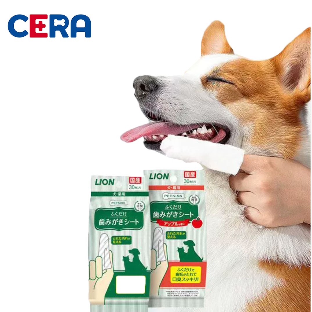 Khăn Vệ Sinh Răng 1 Lần Là Sạch Cho Chó Mèo Nhật Bản - Lion Petkiss 30 Miếng