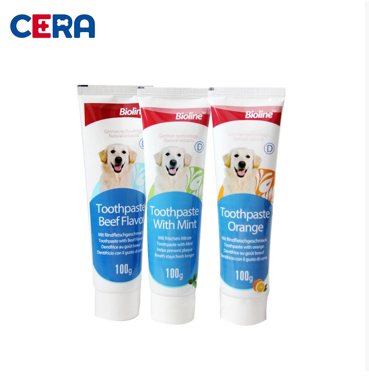 Tuýp Kem Đánh Răng Lẻ Cho Chó Vị Gà, Thịt Bò, Bạc Hà - Bioline 100g