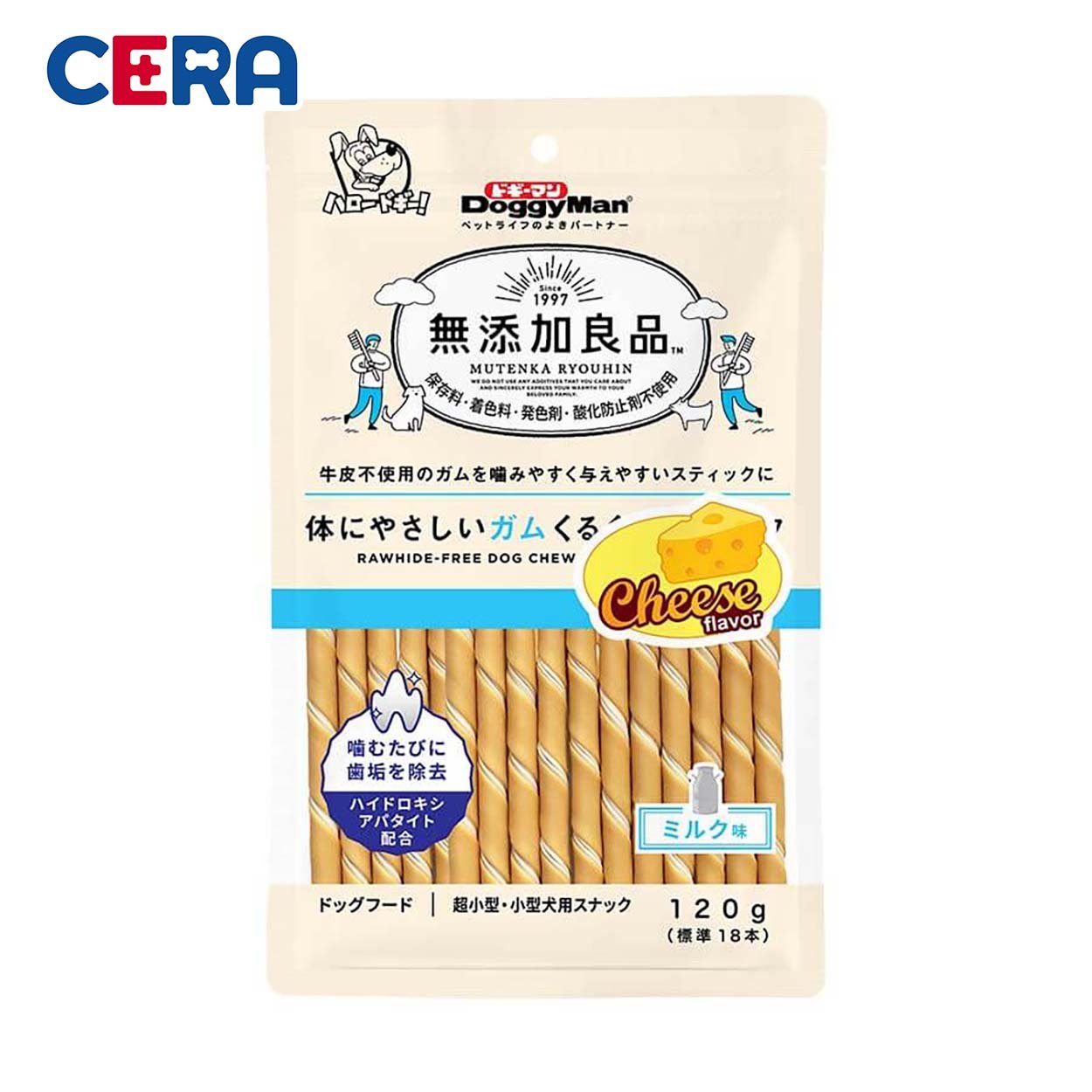 Snack - Bánh Thưởng Que Gặm Cho Chó Hương Phô Mai - Doggy Man 120g