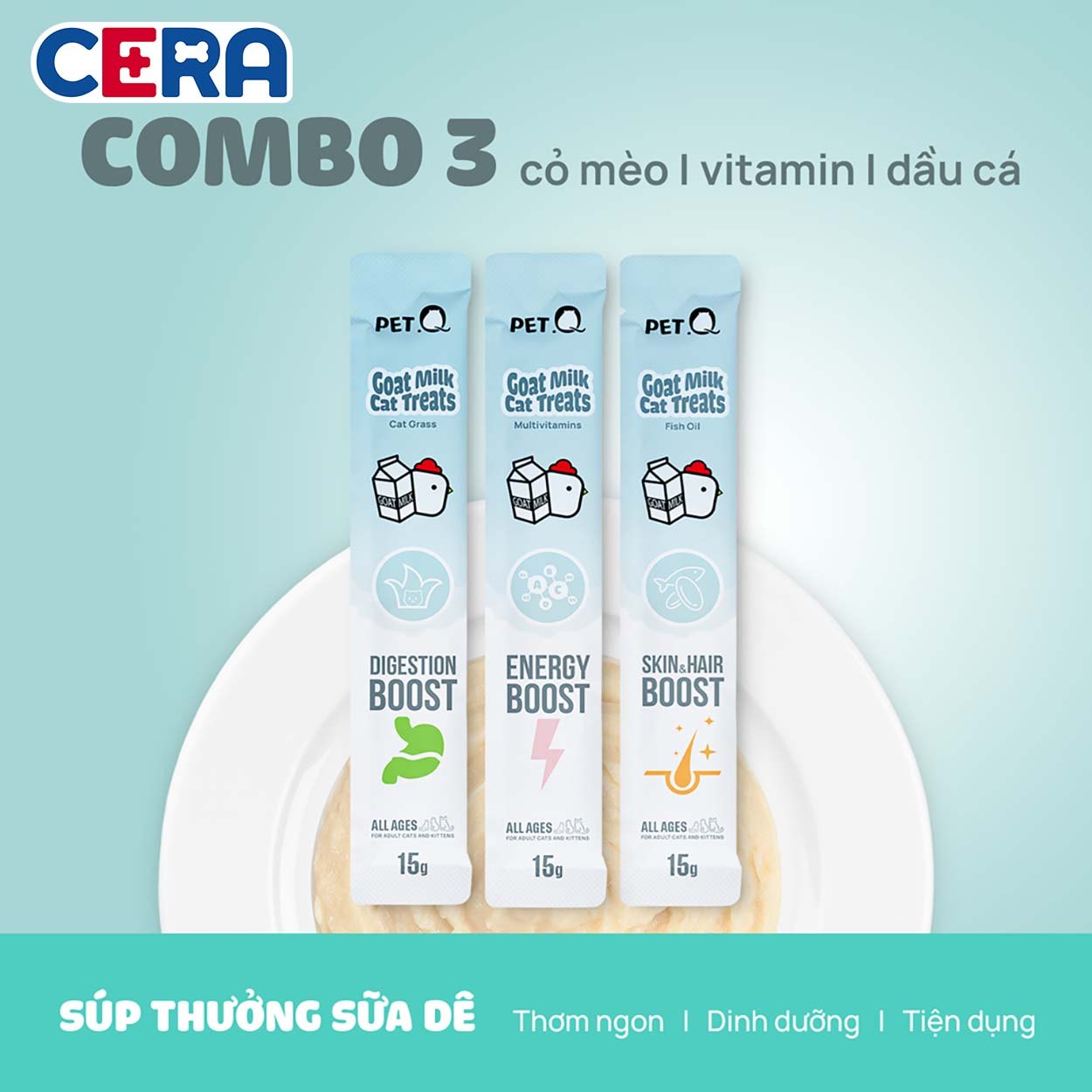 Soup Thưởng Dinh Dưỡng Sữa Dê Cho Mèo - Soup Petq 15g