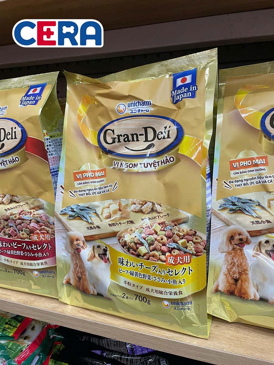 Thức Ăn Hạt Dinh Dưỡng Cho Chó Từ Nhật Bản Vị Bò Và Phô Mai - Gran Deli 700g