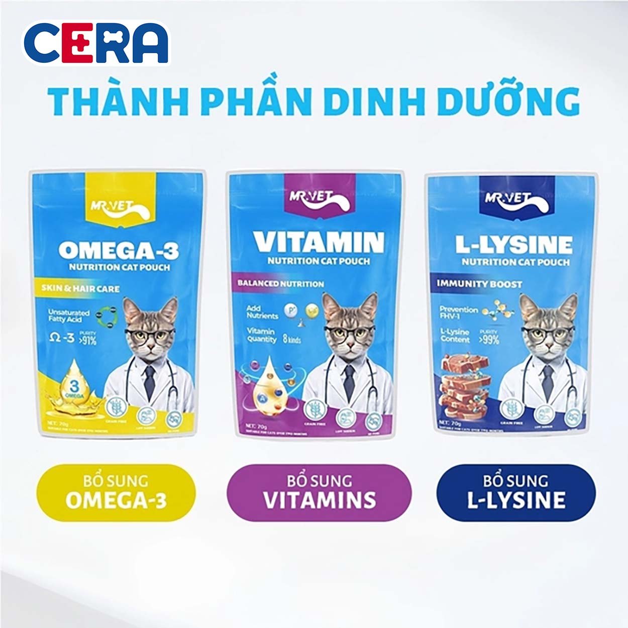 Pate Dinh Dưỡng Đẹp Lông Cho Mèo - Mr Vet 70g