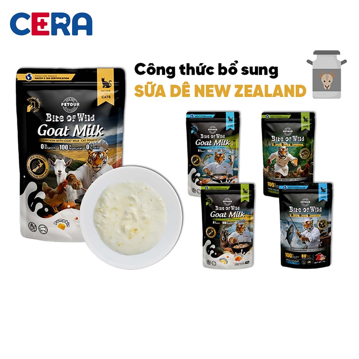 Pate Sữa Dê Cho Mèo Bổ Sung Dinh Dưỡng Gói - Bite Of Wild 70g