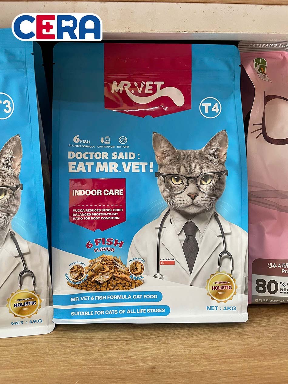Thức Ăn Hạt Nhiều Topping Chăm Sóc Mèo Nuôi Trong Nhà Vị Cá - Mr Vet Indoor Care1 Kg