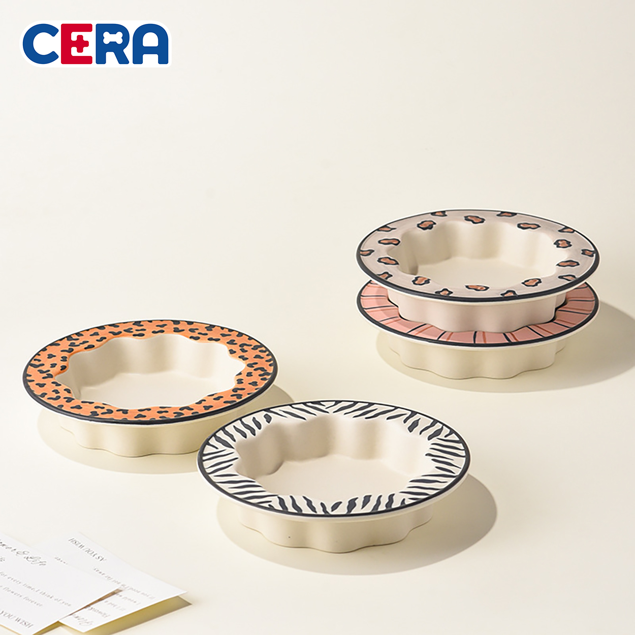 Bát Ăn Sứ Viền Lượn Sóng Cho Chó Mèo - BA016