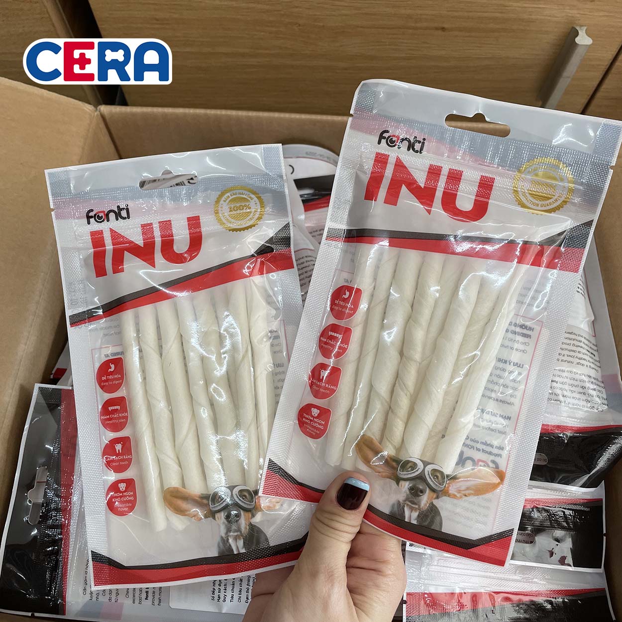 Snack - Bánh Thưởng Que Gặm Da Bò Cho Chó - Inu 100g