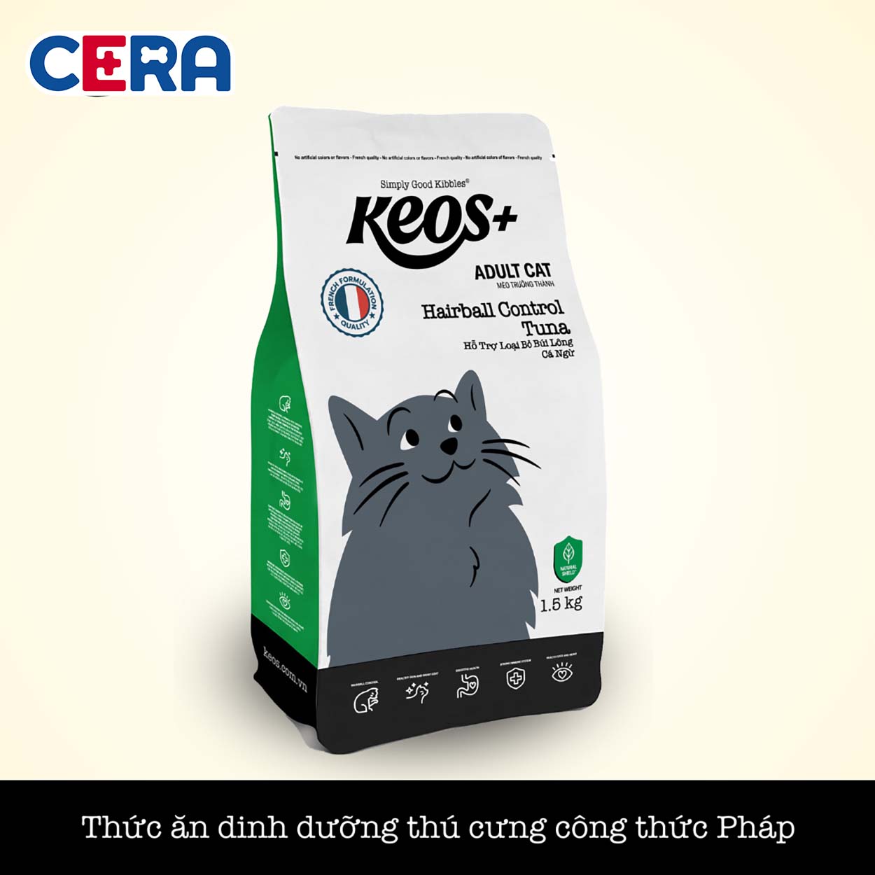 Thức Ăn Hạt Dinh Dưỡng Cho Mèo Hổ Trợ Giảm Búi Lông - KEOS+ Hairball