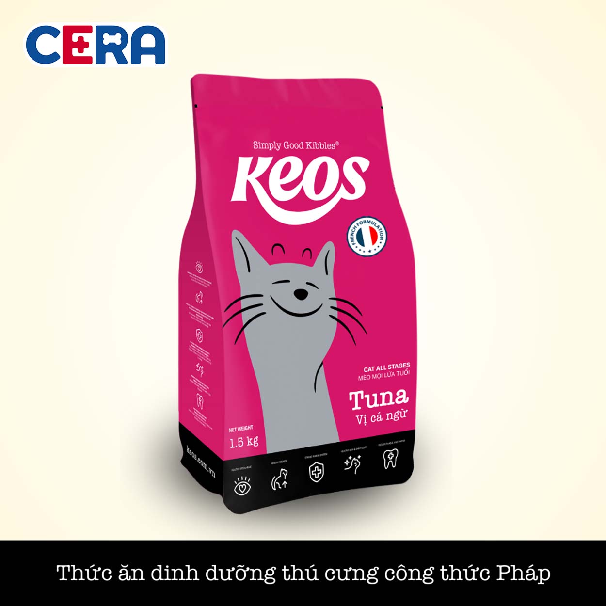 Thức Ăn Hạt Dinh Dưỡng Cho Mèo Mọi Lứa Tuổi - KEOS+ 350G