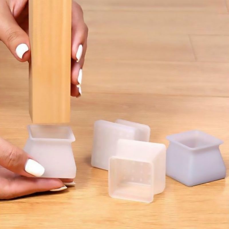 Miếng Bọc Chân Bàn Chân Ghế Silicon Hình Vuông Xám 3.9x3cm - vuông xám