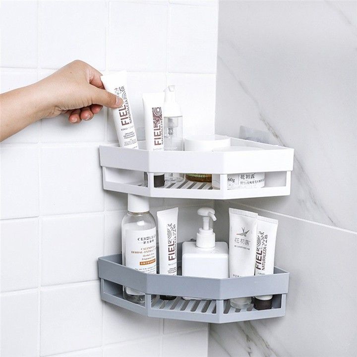 (Mẫu mới) Kệ tam giác dán góc tường để đồ nhà tắm,nhà bếp tiện lợi