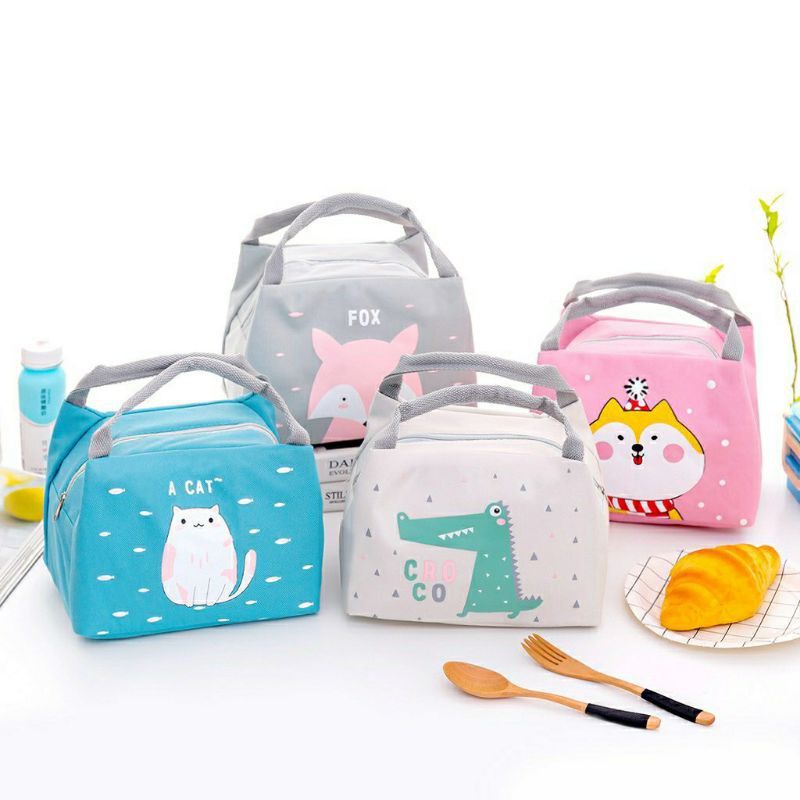 Túi đựng cơm cách nhiệt không thấm nước họa tiết dễ thương - Chó shiba
