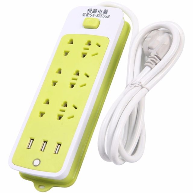 Ổ cắm điện chống giật 6 lỗ 3 cổng usb đa năng