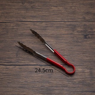 Kẹp gắp thực phẩm tay cầm màu đỏ bằng thép không gỉ 3 kích cỡ - 24.5CM