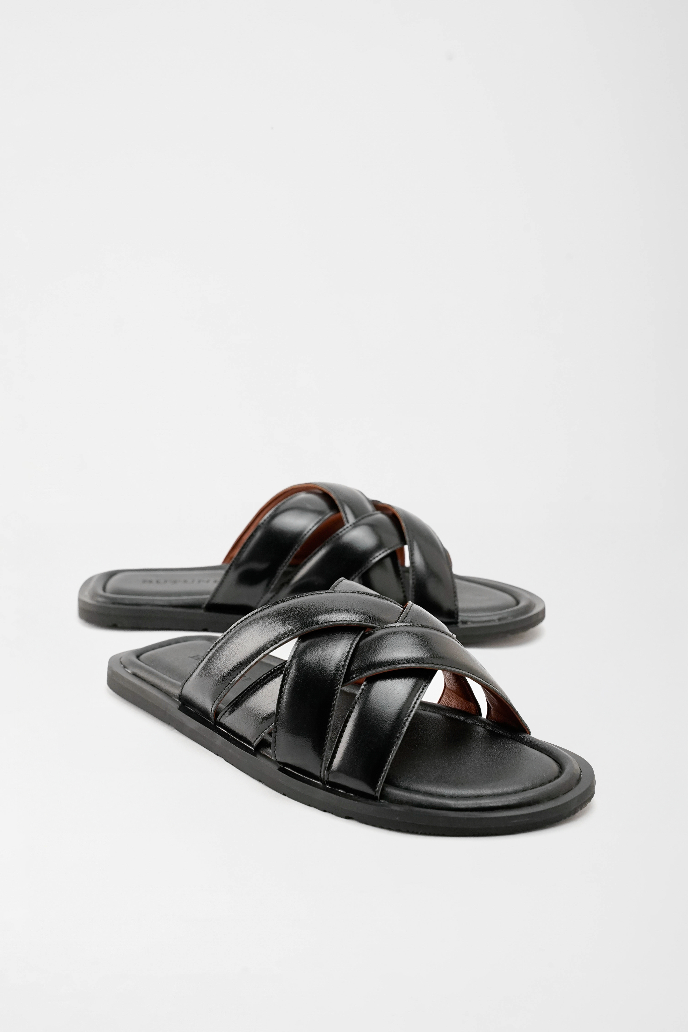 Mellow C Double Strap Slippers - Black