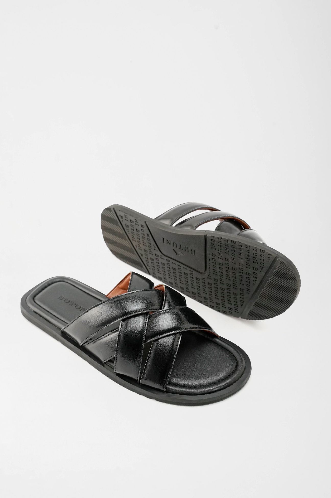 Mellow C Double Strap Slippers - Black