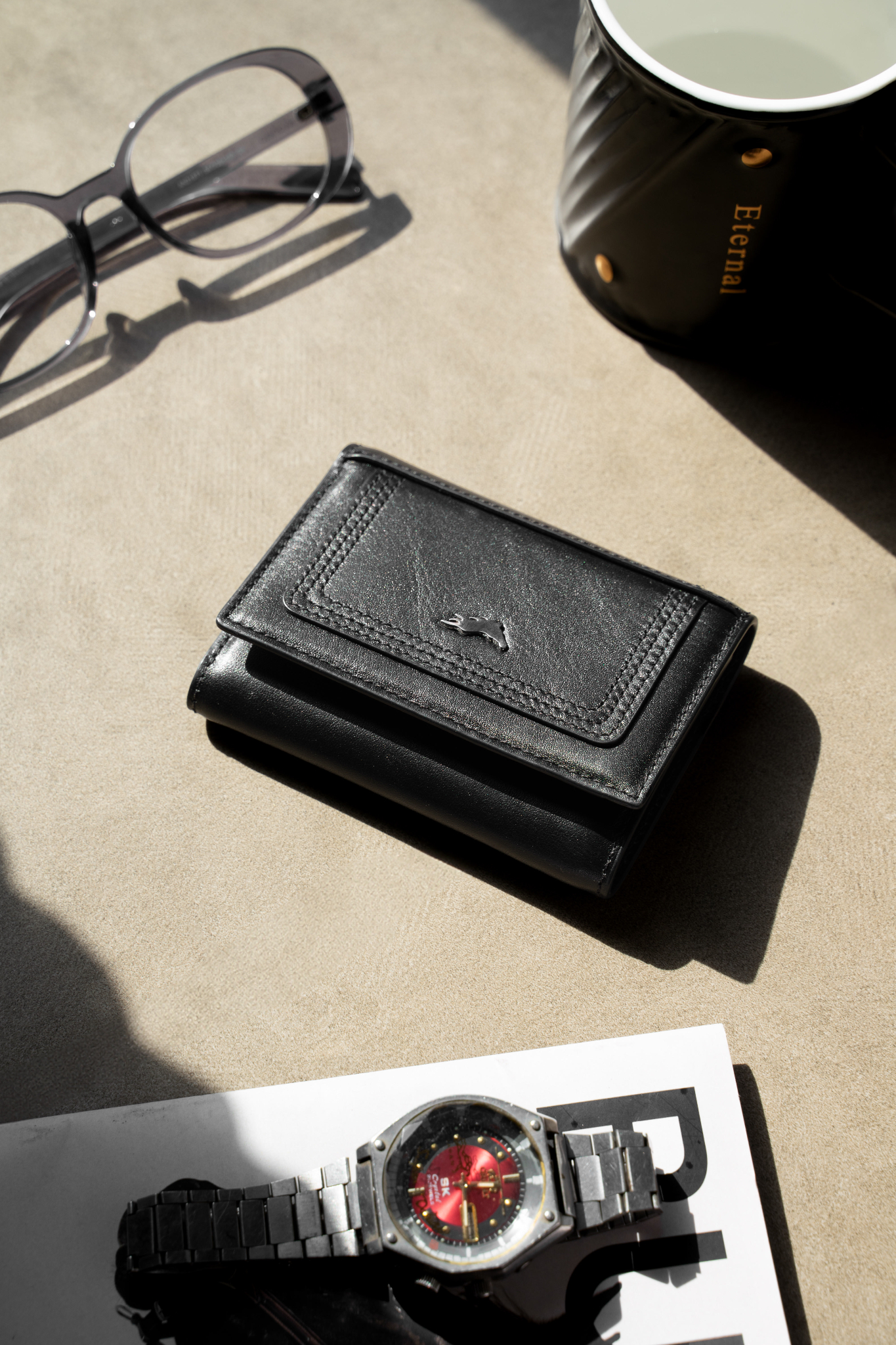 Torino Nappa Trifold Wallet - Black