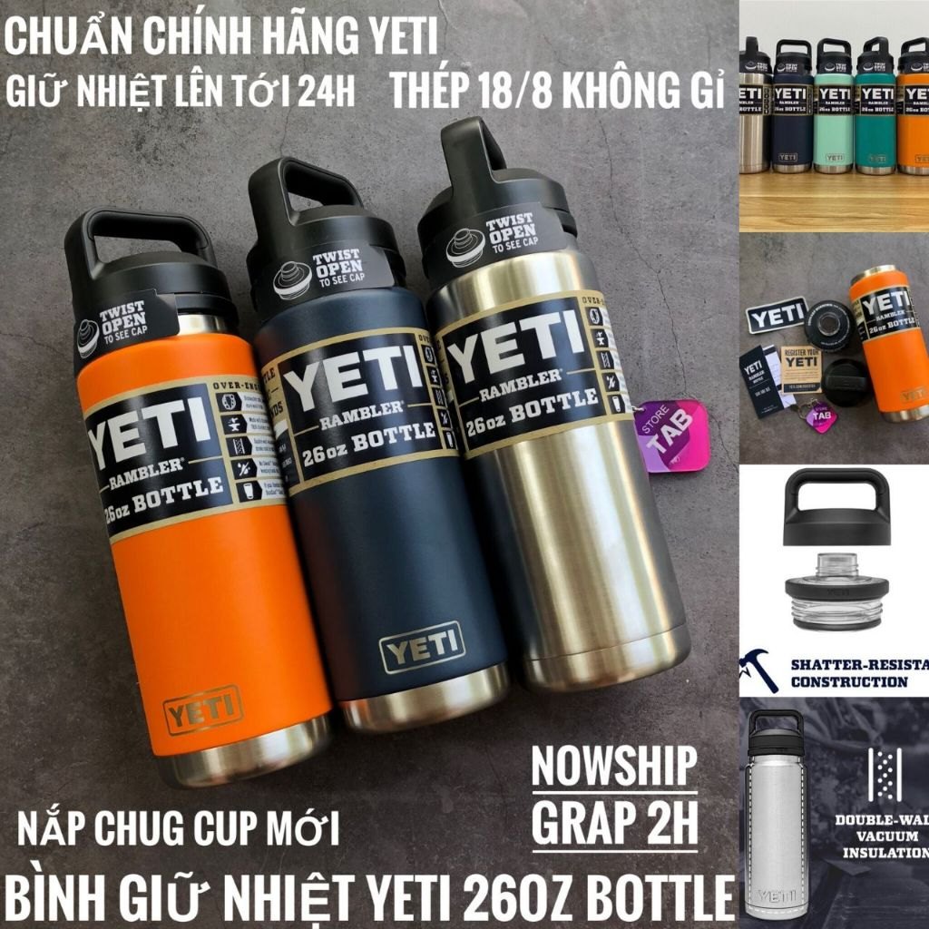 Bình Giữ Nhiệt Yeti Rambler 26oz Bottle Nắp Chug Cap - Chính Hãng Yeti USA