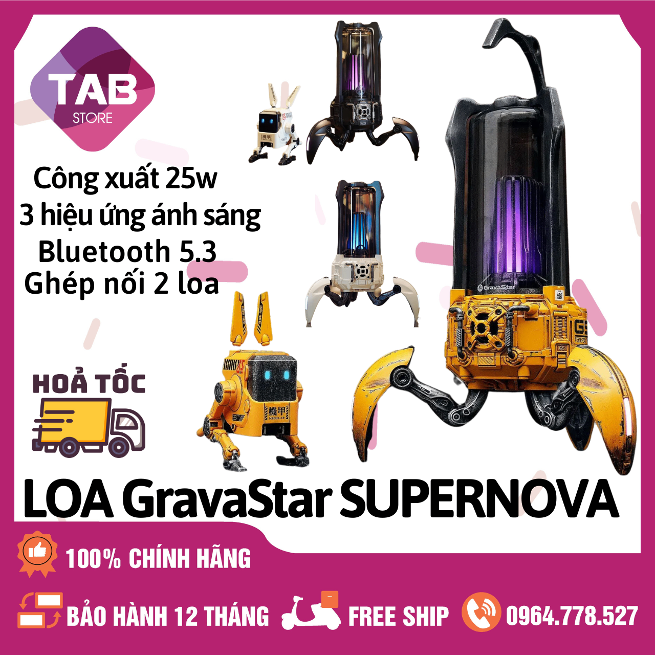 Loa GravaStar Supernova 25w Bluetooh 5.3 Ghép Nối 2 Loa - Bảo Hành 12 Tháng