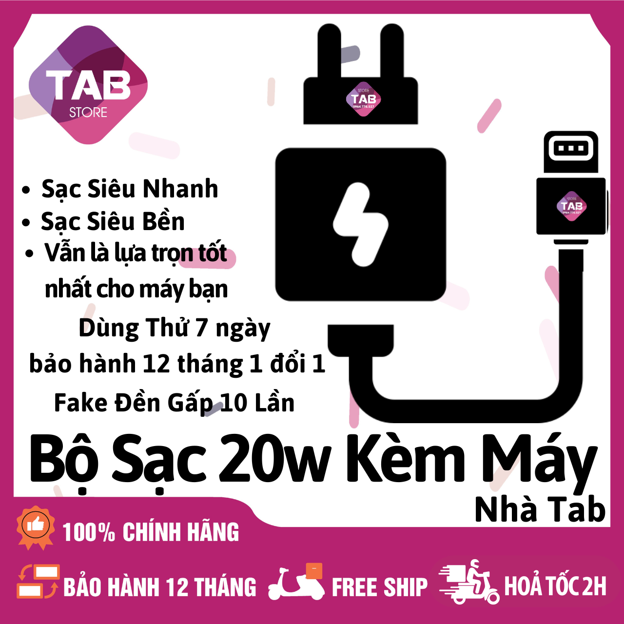 Bộ Sạc Nhanh 20w Apple Chính Hãng - Bảo Hành 12 Tháng -