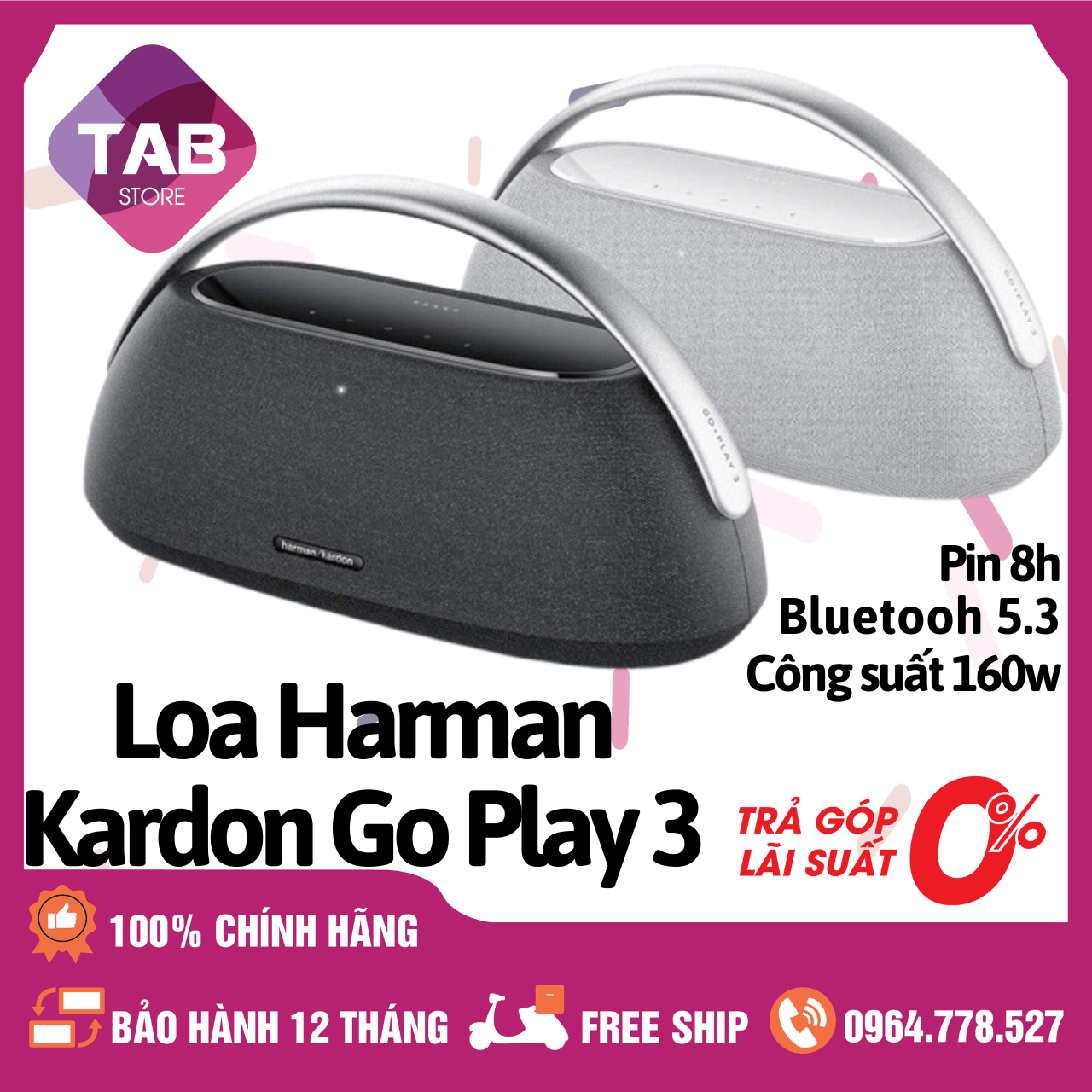 Loa Bluetooth Harman Kardon Go Play 3 - Chính Hãng (Bảo Hành 12 T)