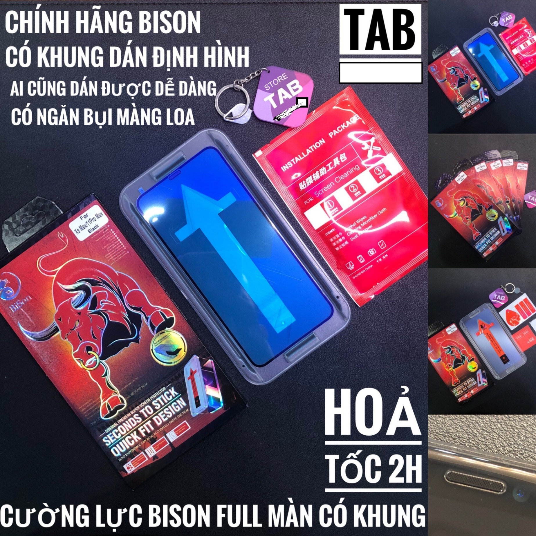 Cường Lực BISON Full Màn Có Khung Dán Siêu Mượt - Chính Hãng