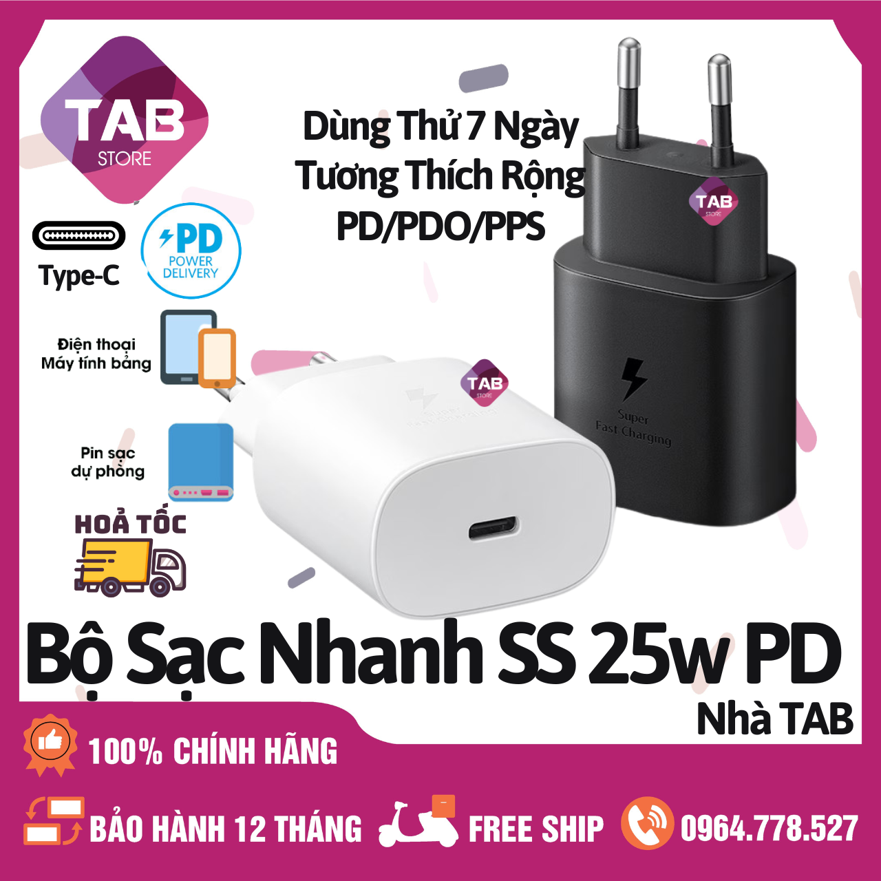 Củ Sạc Nhanh Samsung 25w PD - Bóc Máy S10 5G