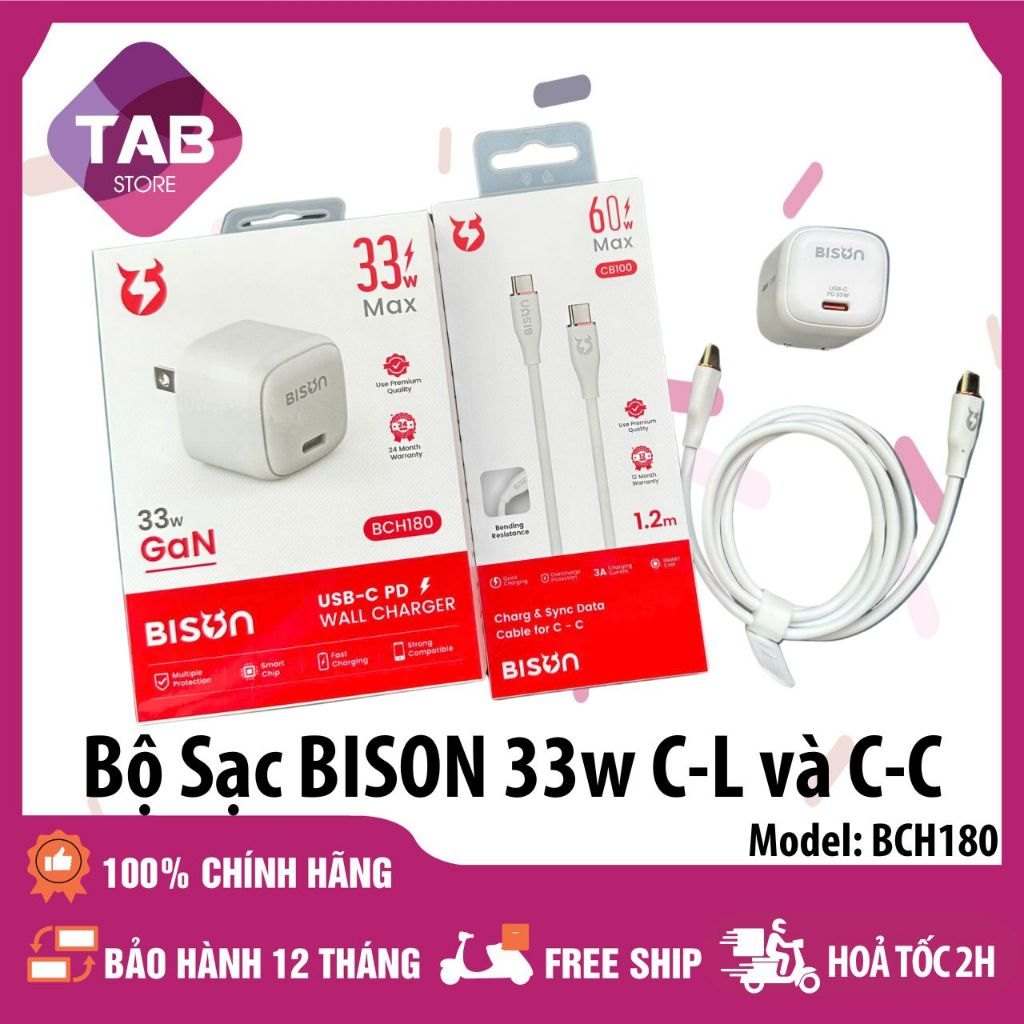Củ Sạc Nhanh Bison 33w MINI PD/QC3.0 Chính Hãng - (Bảo Hành 12T)